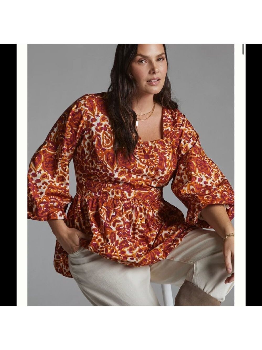 Anthropologie Floral Tie-Back Blouse